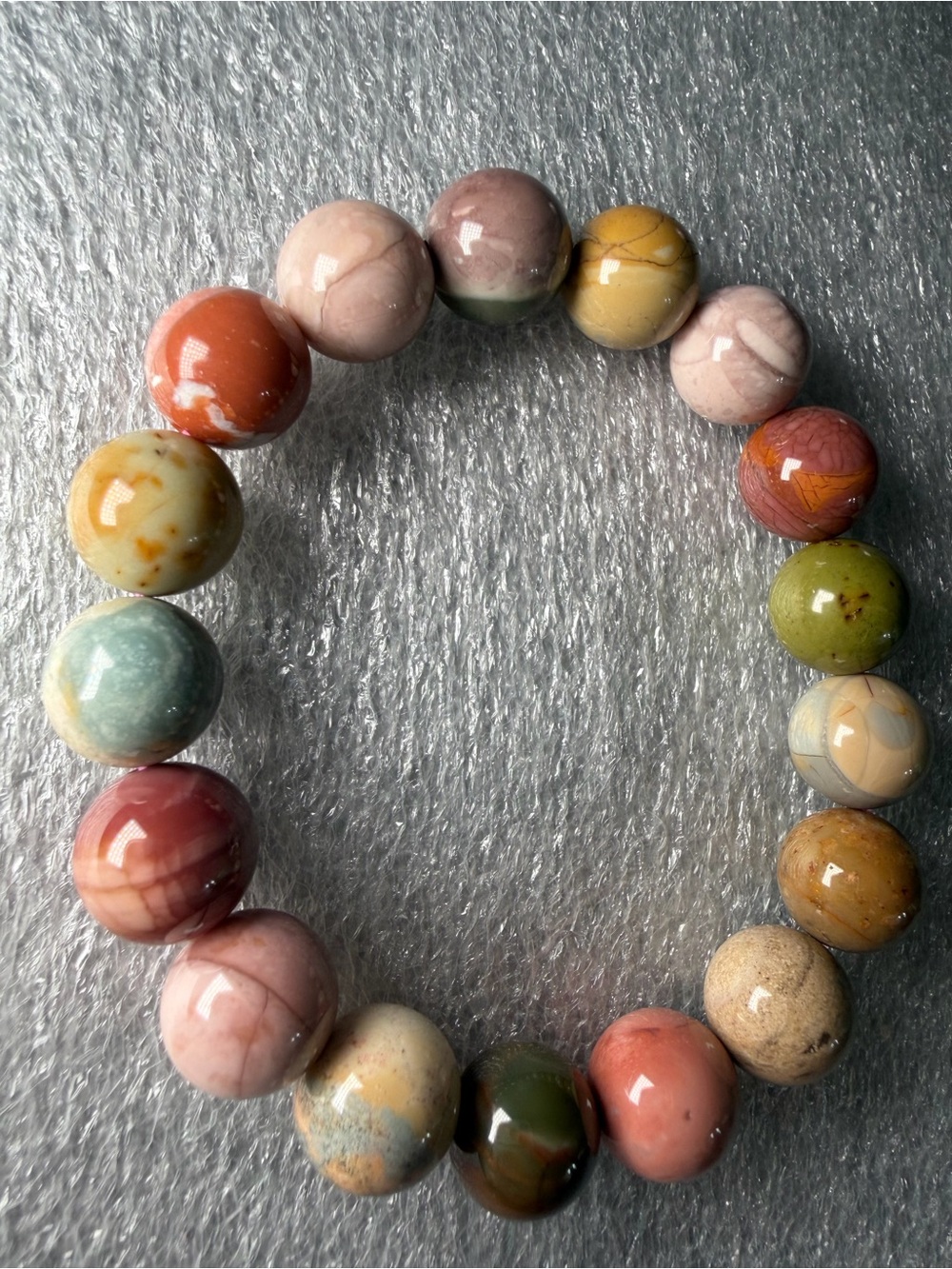 Bright 11MM Colorful Alashan Agate Natural Crystal Bracelet
